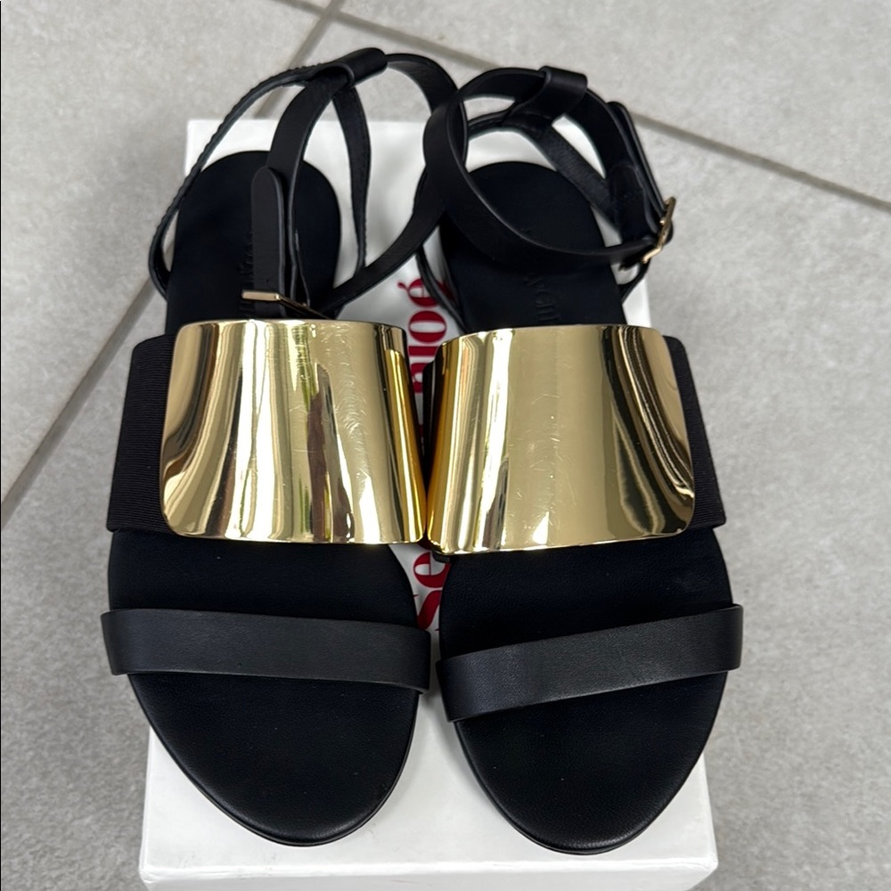 See By Chloe Black & Gold Sandal Size 38 1/2